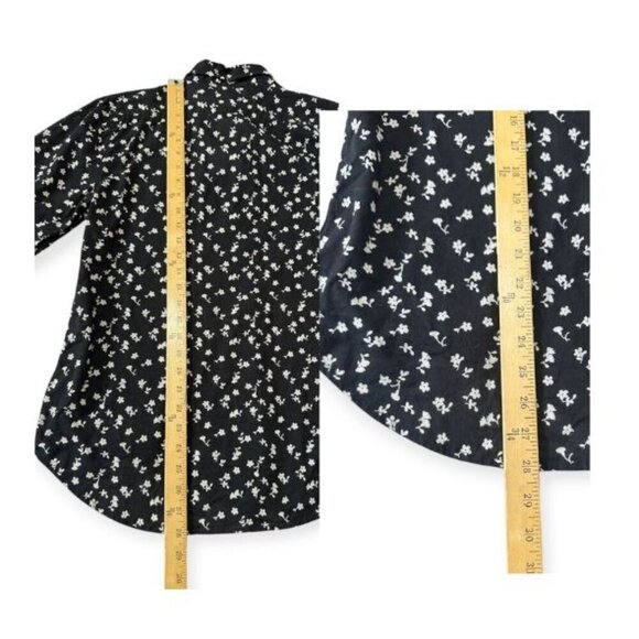 Nili Lotan Libby Floral-print Button-down Shirt In Ivory/black Floral, Size L - Picture 12 of 14